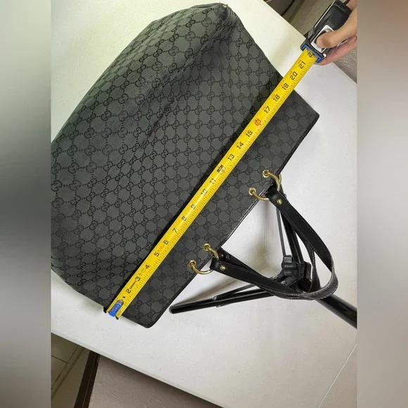 GUCCI GG Canvas Women's GG
Canvas, Leather Tote Bag Black, - Picture 11 of 16